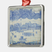 Azulejos tegels die de Praca do Comercio weergeven Metalen Ornament (Links)