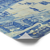 Azulejos tegels die de Praca do Comercio weergeven Poster (Hoek)