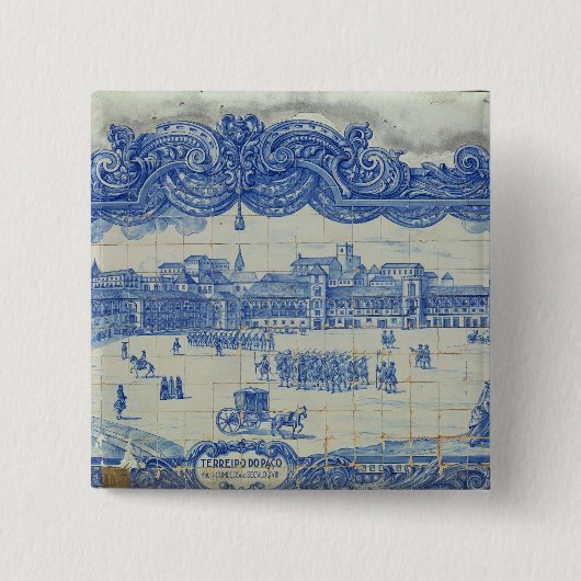 Azulejos tegels die de Praca do Comercio weergeven Vierkante Button 5,1 Cm (Voorkant)