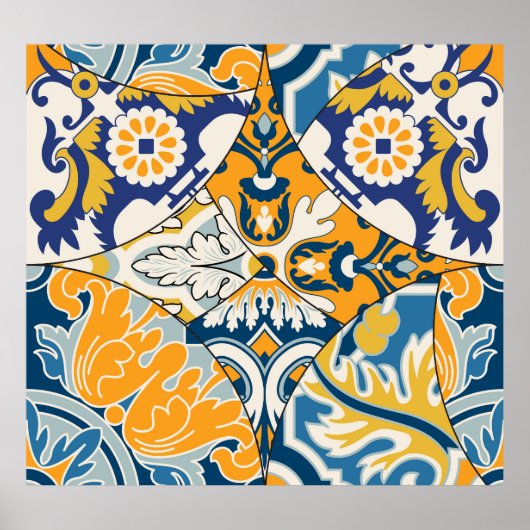 Azulejos Tegels Patchwork  behang Poster (Voorkant)