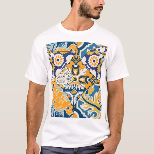 Azulejos Tegels Patchwork behang T-shirt (Voorkant)