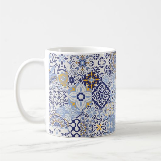 Azulejos tegels patchwork. Naadloze kleurige patch Koffiemok (Links)