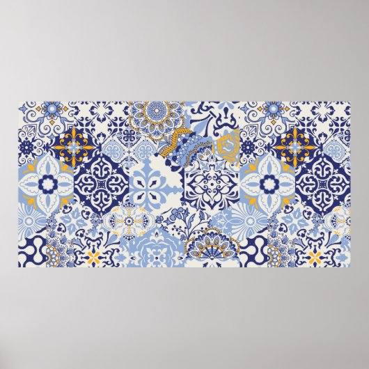 Azulejos tegels patchwork. Naadloze kleurige patch Poster (Voorkant)