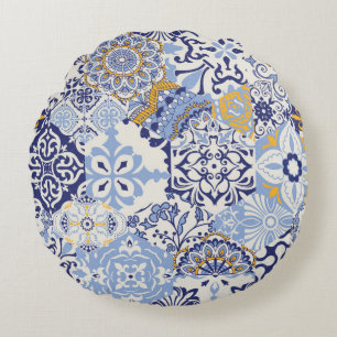 Azulejos tegels patchwork. Naadloze kleurige patch Rond Kussen