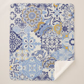 Azulejos tegels patchwork. Naadloze kleurige patch Sherpa Deken (Voorkant)