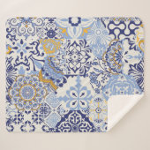 Azulejos tegels patchwork. Naadloze kleurige patch Sherpa Deken (Voorkant (horizontaal))