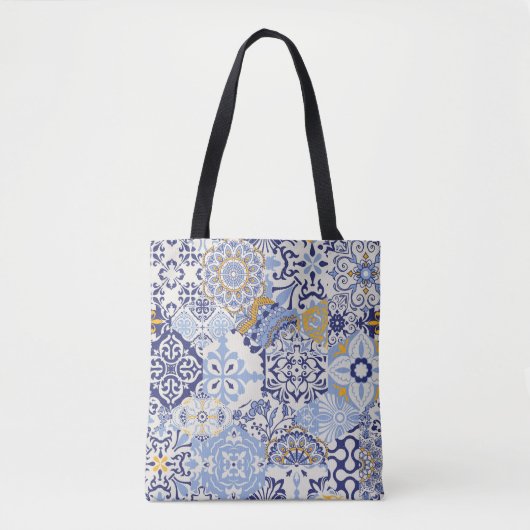 Azulejos tegels patchwork. Naadloze kleurige patch Tote Bag (Voorkant)
