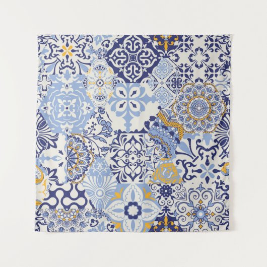 Azulejos tegels patchwork. Naadloze kleurige patch Wandkleed (Voorkant (horizontaal))