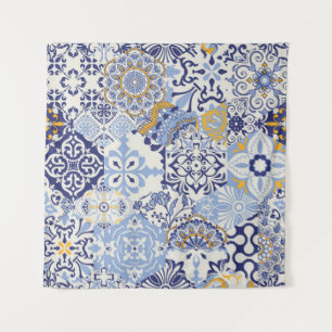 Azulejos tegels patchwork. Naadloze kleurige patch Wandkleed