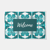 Azulejos Turquoise Tegel Welkom Deurmat (Voorkant)