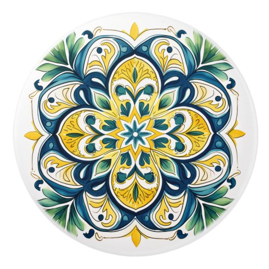 💙💛 Azulejos Valencia Star Keramische Knop (Voorkant)