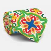 💛 💚 Azulejos, zeer decoratief patroon, Neck T Stropdas (Opgerold)