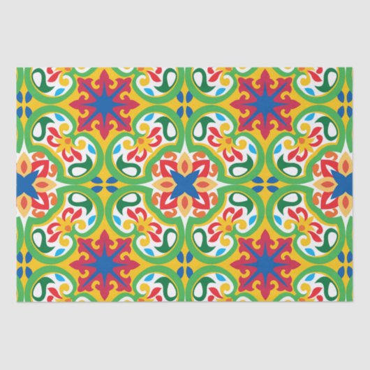 💛 💚 Azulejos, zeer decoratief patroon, Tissuepapier (Voorkant)