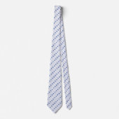 Azulevia Blauw en Wit Geometrisch Patroon Stropdas (Voorkant)