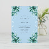 Azur Groen Blad Eucalyptus Bruiloft Kaart (Staand voorkant)