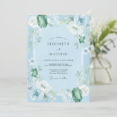 Azur Groen Edelsteen Eucalyptus Bruiloft Kaart (Staand voorkant)