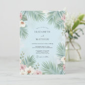 Azur Palm Tropisch Eucalyptus Bruiloft Kaart (Staand voorkant)