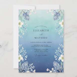 Azur Stalen Loof Eucalyptus Bruiloft Kaart