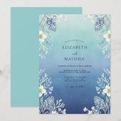 Azur Stalen Loof Eucalyptus Bruiloft Kaart (Voorkant / Achterkant)