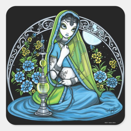 "Azura" Hindi Flower Hookah Princess Fae Stickers (Voorkant)