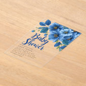 Azurale bloem acrylic baby shower uitnodiging (Laagn)