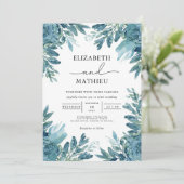 Azurale Bruidsbloemen Botanische Bruiloft Kaart (Staand voorkant)