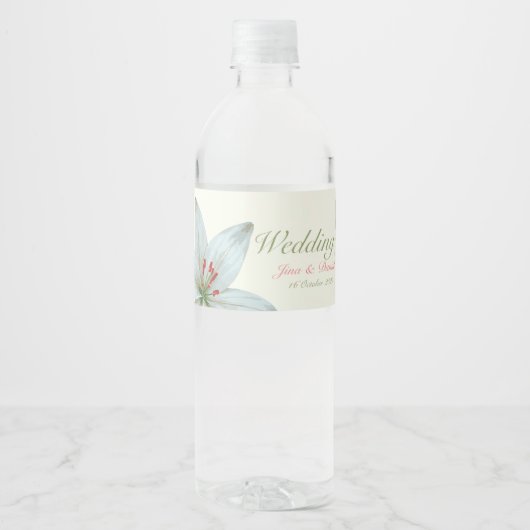 Azurblaue Bloei Waterfles Etiket (Voorkant)