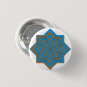 Azurblauw en Ember Ster Ronde Button 3,2 Cm (Voorkant /achterkant)