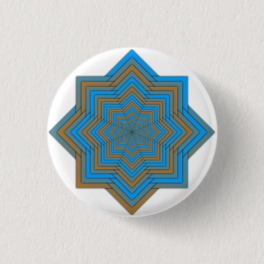 Azurblauw en Ember Ster Ronde Button 3,2 Cm (Voorkant)