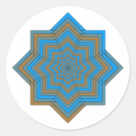 Azurblauw en Ember Ster Ronde Sticker