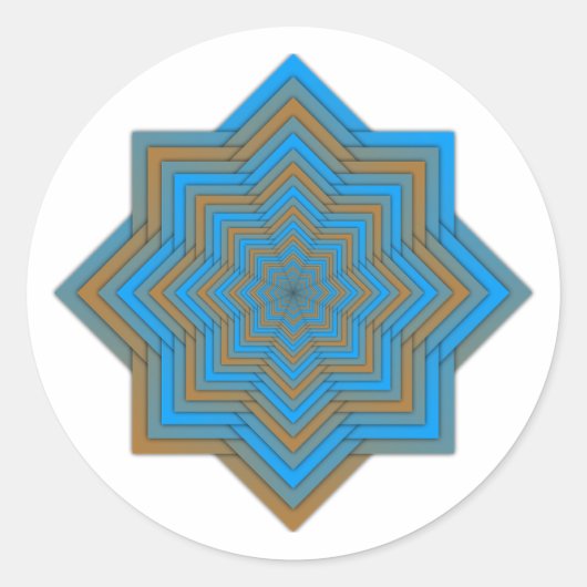 Azurblauw en Ember Ster Ronde Sticker (Voorkant)