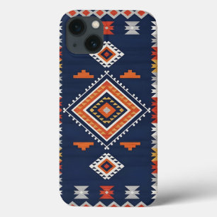 Azurblauw en terracotta geometrisch tribale Case-Mate iPhone case