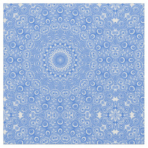 Azurblauw Mandala Geometrisch Patroon Stof