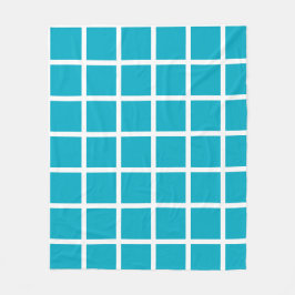 Azurblauw vierkant patroon en witte randen fleece deken