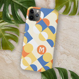 Azurblauw Zonnige Geel Midcentury Cirkels Patroon iPhone 16 Pro Max Hoesje