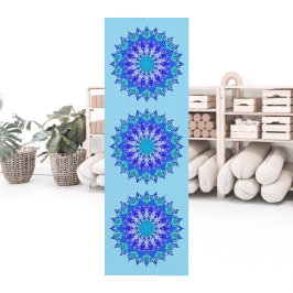 Azurblauwe Bloem Mandala Yoga Mat