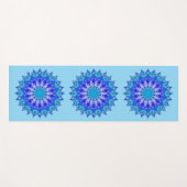 Azurblauwe Bloem Mandala Yoga Mat (Voorkant (horizontaal))