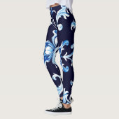 azurblauwe bloesemleggingen leggings (Links)