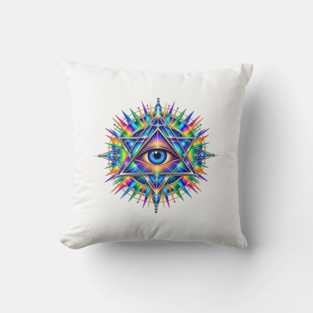Azurblauwe Chevron Oog Worp Kussen (Voorkant)