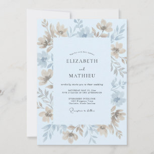 Azurblauwe Crème Eucalyptus Bruiloft Kaart