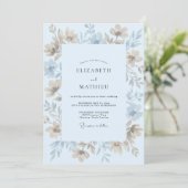 Azurblauwe Crème Eucalyptus Bruiloft Kaart (Staand voorkant)