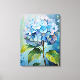 Azurblauwe Elegantie: Hydrangea in Bloei Canvas Afdruk