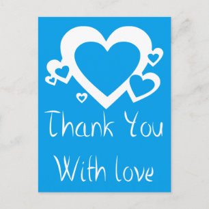 Azurblauwe en witte bedank hartjes liefde briefkaart