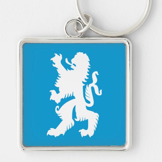 Azurblauwe en witte Beierse Leeuw Sleutelhanger (Voorkant)
