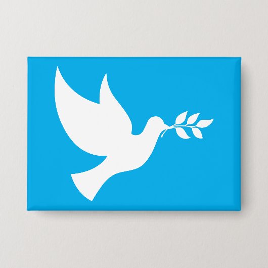 Azurblauwe en Witte Vredesduif Button (Voorkant)