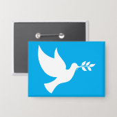 Azurblauwe en Witte Vredesduif Button (Voorkant / Achterkant)
