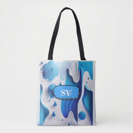 Azurblauwe Flow Monogram Tote Tas (Voorkant)