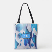 Azurblauwe Flow Monogram Tote Tas (Achterkant)