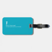 Azurblauwe golfer met monogram Blauw Bagagelabel (Achterkant horizontaal)