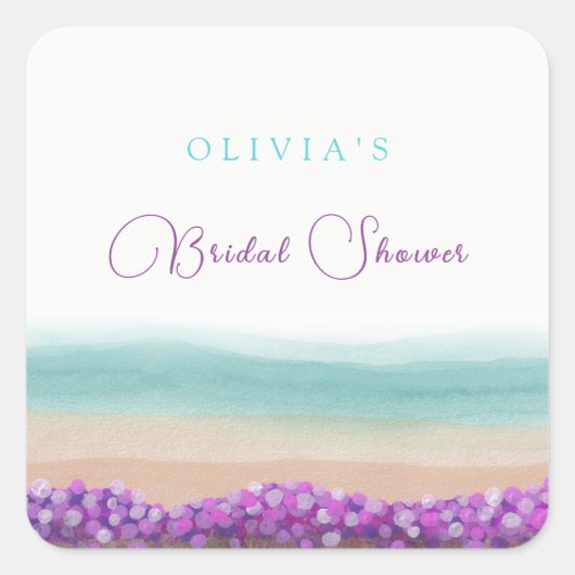 Azurblauwe kust in bloei Bruidsmeisjesfeest Vierkante Sticker (Voorkant)
